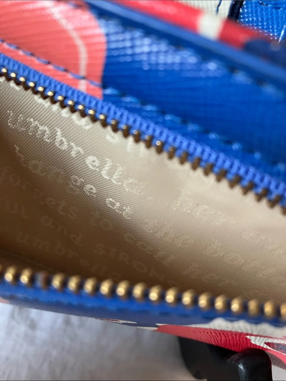 kate spade: Blue Floral Bifold Wallet: Storybook- Red & Mint Accents- Flaws